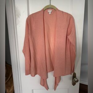 100% Cashmere Pink Cardigan Sweater Tie Front
